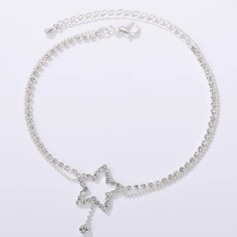 

Good quality Ladies fashion sexy personality five-pointed star beach diamond anklet