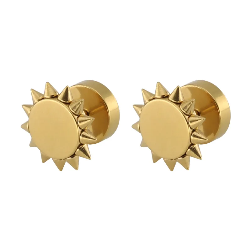 

Popular Personality Jewelry Gold Silver Geometric Shape Stainless Steel Women Men Stud Earrings, Silver gold black