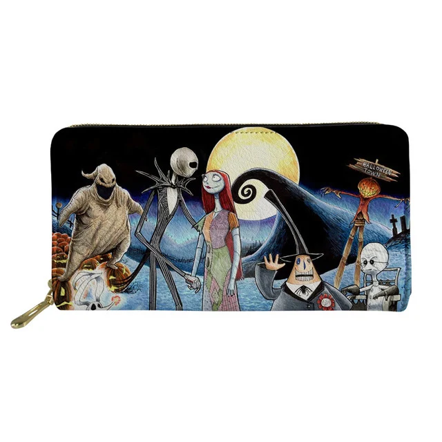 

Designer PU Women Wallets Jack And Sally Nightmare Christmas Printed Coin Money Bag Zipper Gothic Clutch Light Weight Purse 2021, Customized