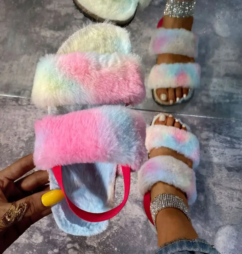 

Disigner Fur Logo Slides Big Fox Slippers Women And Kids Pink Racoon Slide Vegan Faux Slider Summer Pvc Pirse Set Fluffy Wool