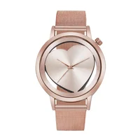 

Luxury Rose Gold Silver Women Watches Creative Sweet Hollow Heart Dial Quartz Wrist Watch Mesh Ladies Dress Clock 8687