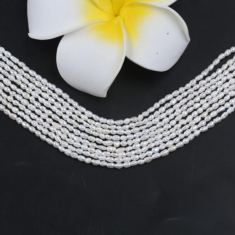 

Wholesale 2-2.5mm B-AAA Grade Rice Shape White Color Freshwater Real Pearl Strand For Jewelry Making