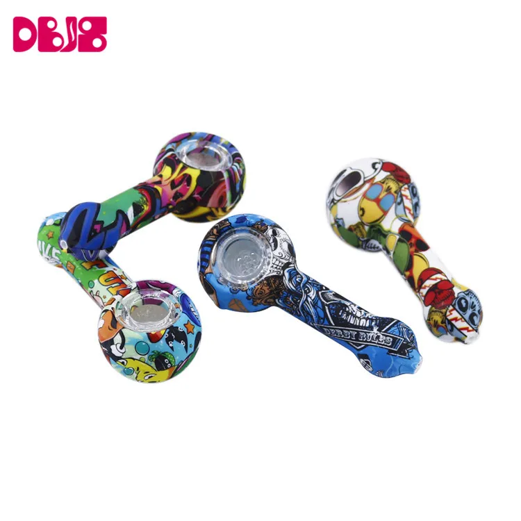 Portable Silicone Weed Smoking Pipe Dab Rig Tobacco Smoke Pipe Glass ...