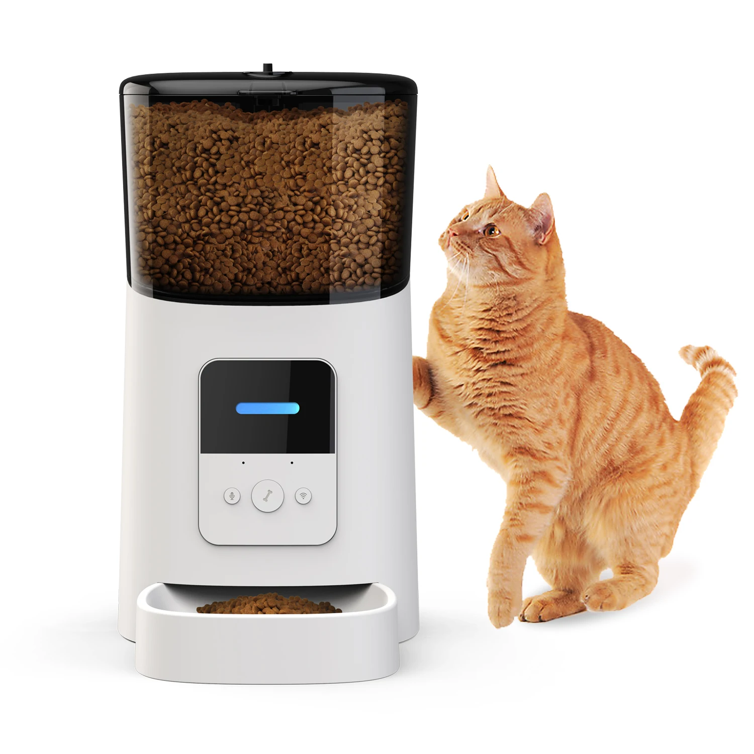 

WIFI remote control auto dog feeder pet bowls feeder smart pet feeder With 6L for dogs and cats, White