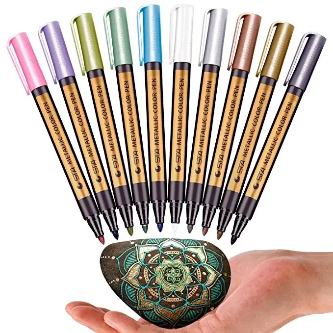 

Bview Art Metallic fine point permanent marker metallic color marker pen for drawing on glass stone plastic