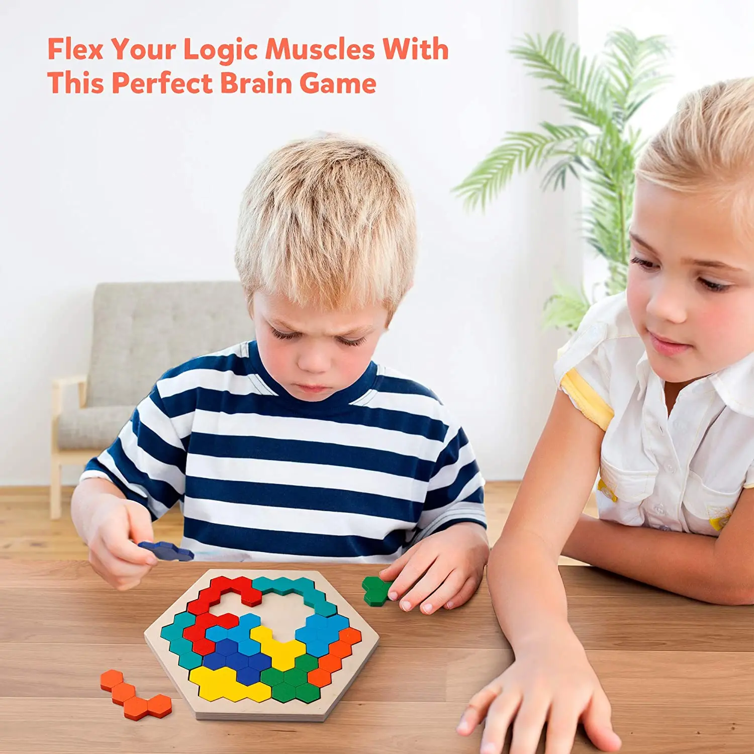 Bloque Rompecabezas Hexagonal De Madera Para Niños Adultos Bloque Rompecabezas Hexagonal De Madera Para Niños Adultos