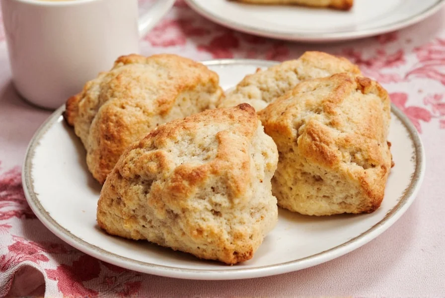 Close-up of flaky cinnamon scone interior showing perfect texture and cinnamon distribution