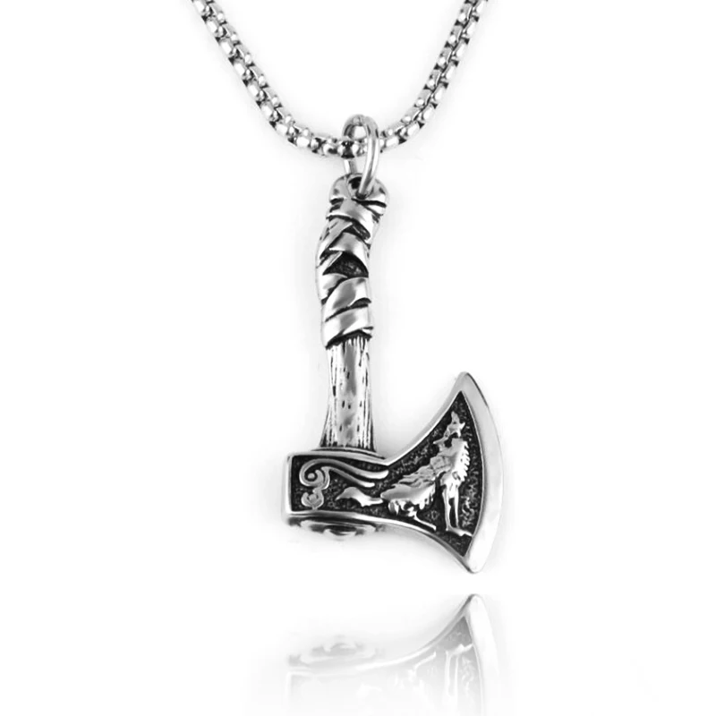 

Stainless Steel Jewelry Viking Celtic Tomahawk Men's Necklace European and American Personality Titanium Steel Pendant