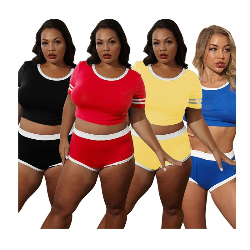 

Best Selling Latest Design Plus Size Women Shorts Two Piece Set Clothing