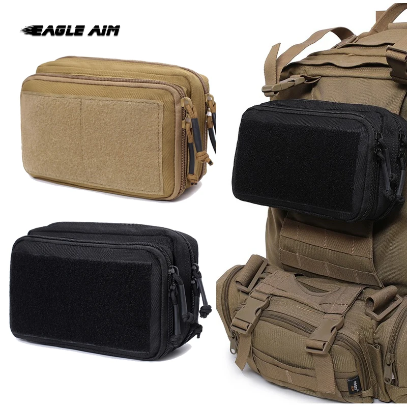 

Molle Waist Bags Phone Pouch Hiking Sports Zippered Bag, Black / coffee