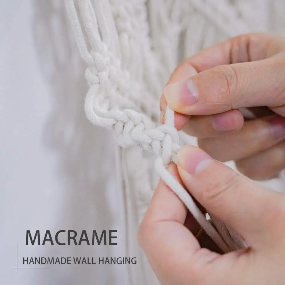 

Handmade Home Art Decor 100% Cotton Macrame Tapestry Wall Hanging, White
