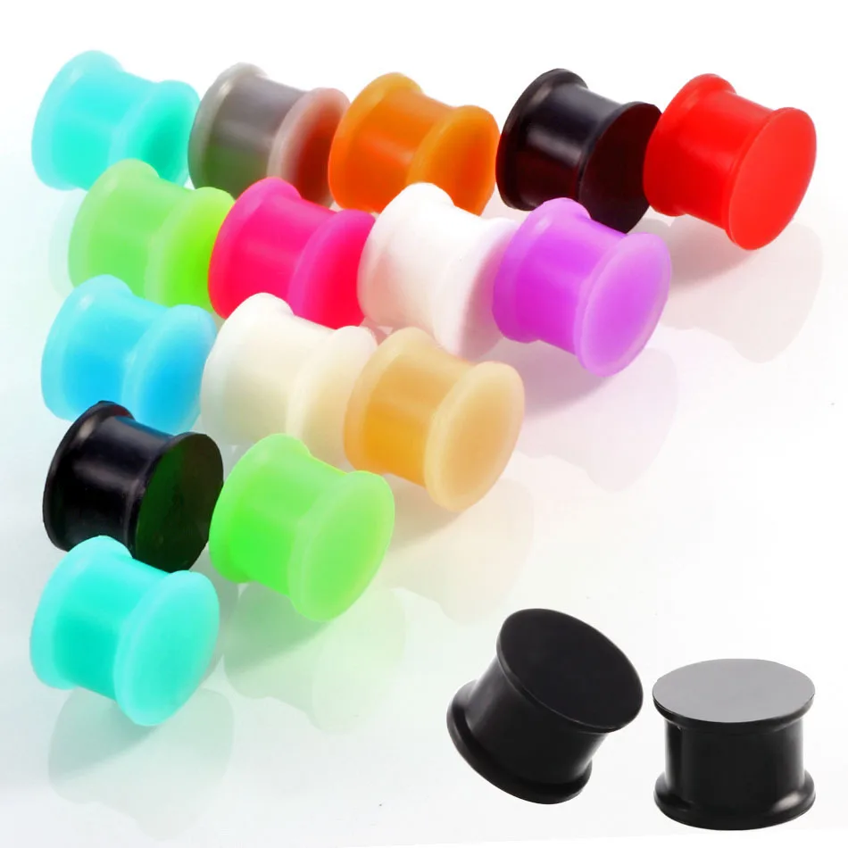 

12 Colors Ear Tunnel for sale man and woman unisex Stretching Silicone Gauge cylinder Silicon Earring Tunnel Plugs, Flesh-colored