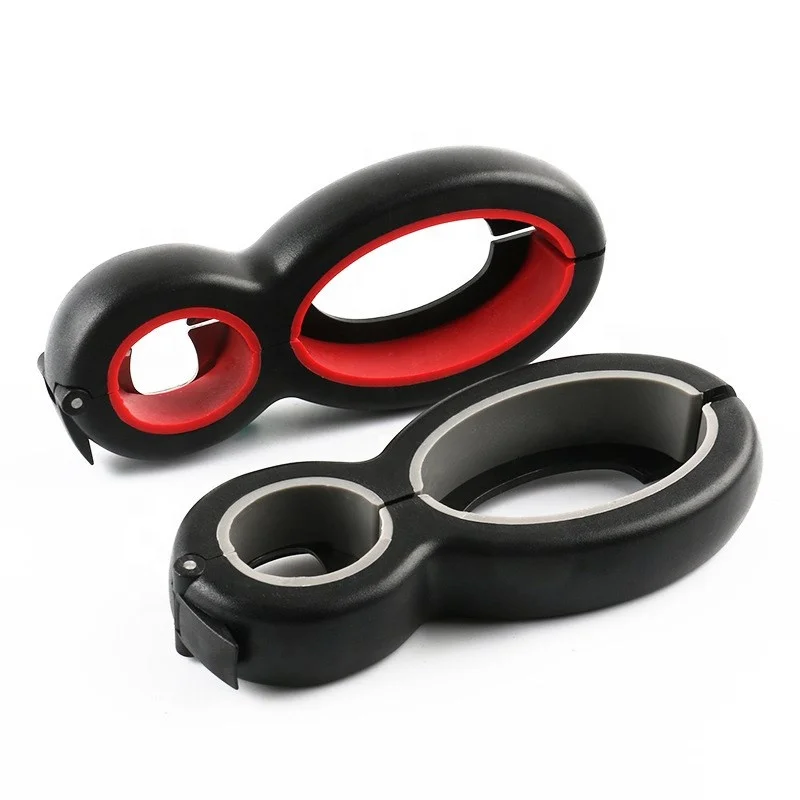 

Amazon Hot Selling 6 in 1 Black Red Multifunctional Can Beer Bottle Opener