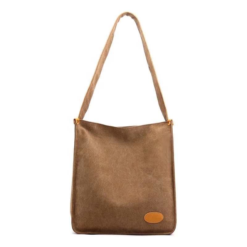 

Hand washable all match lightweight soft brown female canvas tote bag