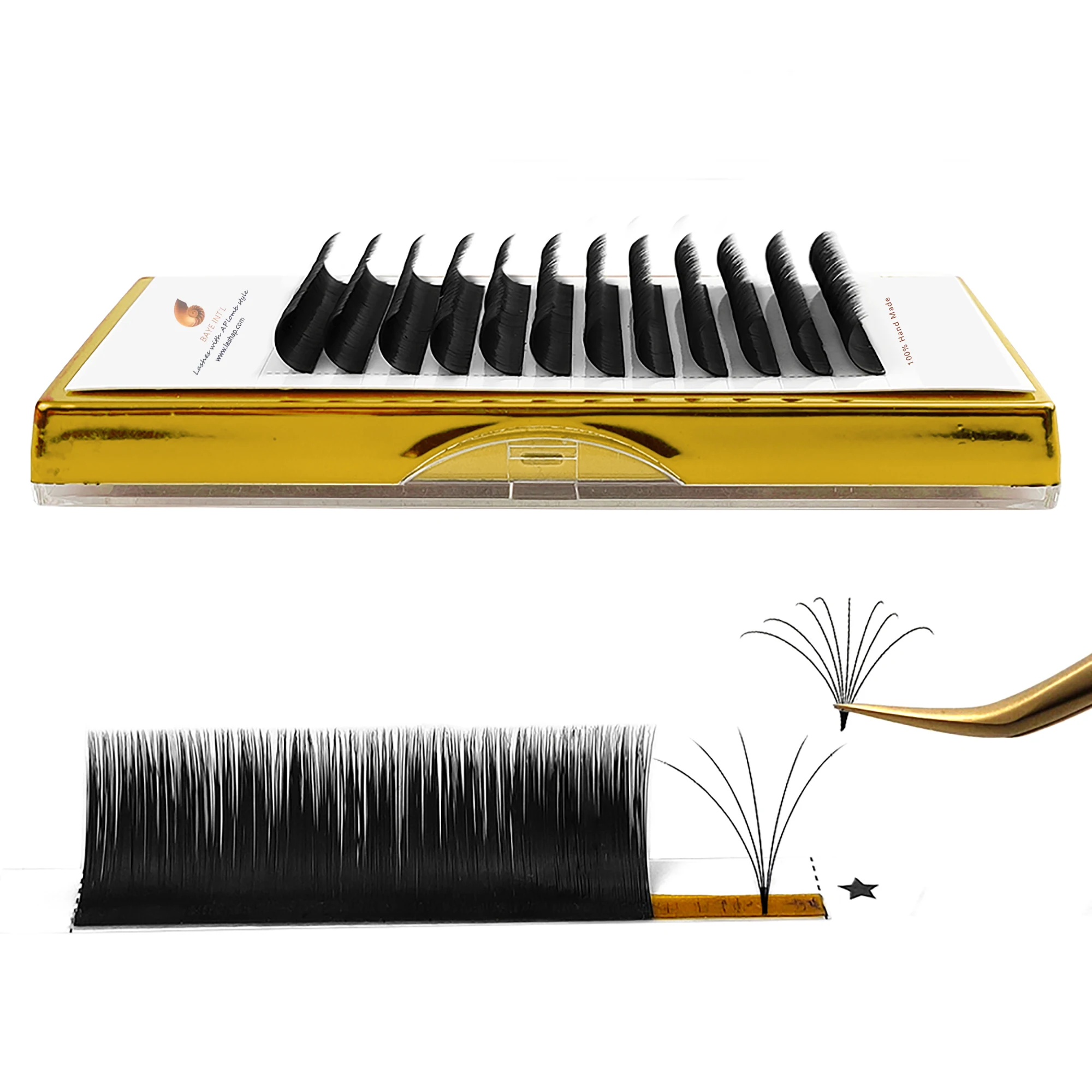 

LASHAP wholesale mink volume fans eyelash extension premade fans extension lashes custom 12-20rows eyelash extension vendor