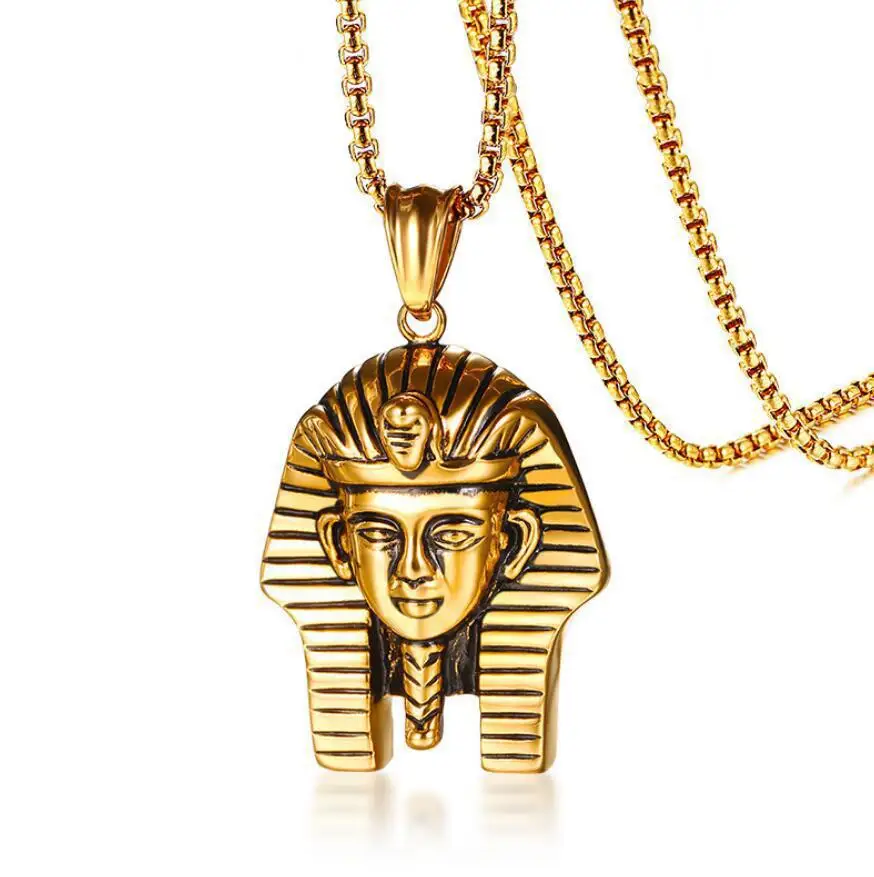 

Egyptian Pharaoh Necklace Hip Chain Man Head Jewelry Gold Sphinx Necklace For Christian Religious African, Silver , gold