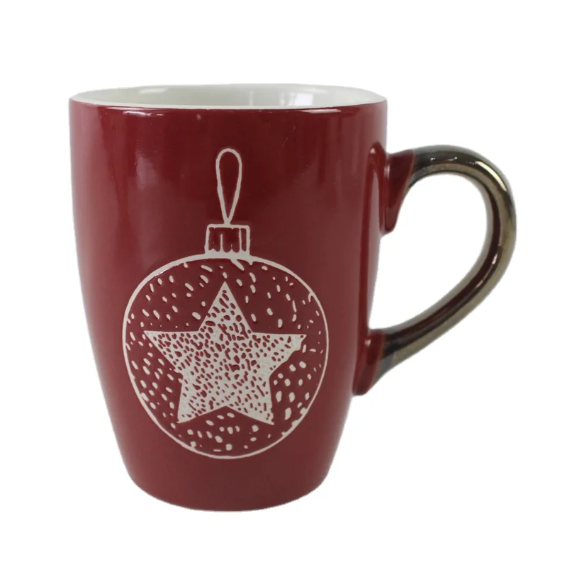 

Popular Personalized Design Bright Customised Christmas Coffee Mugs Ceramic Red Mug