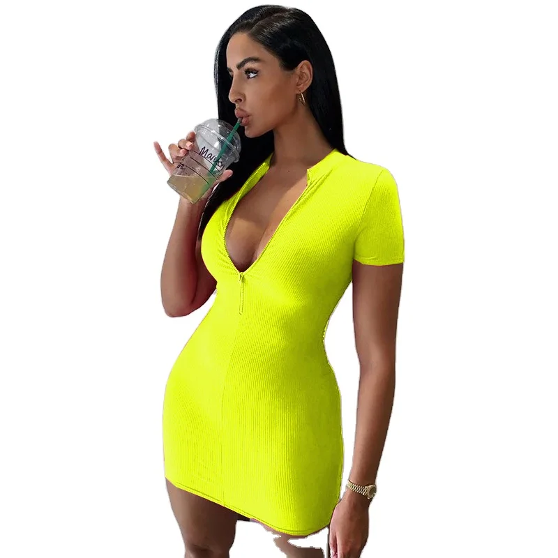 

Women summer clothes 2021 Hot Custom Womens Fashion Chill Dresses Summer Cotton Clothes Knit Mini Bodycon Ladies Dress, Picture shows