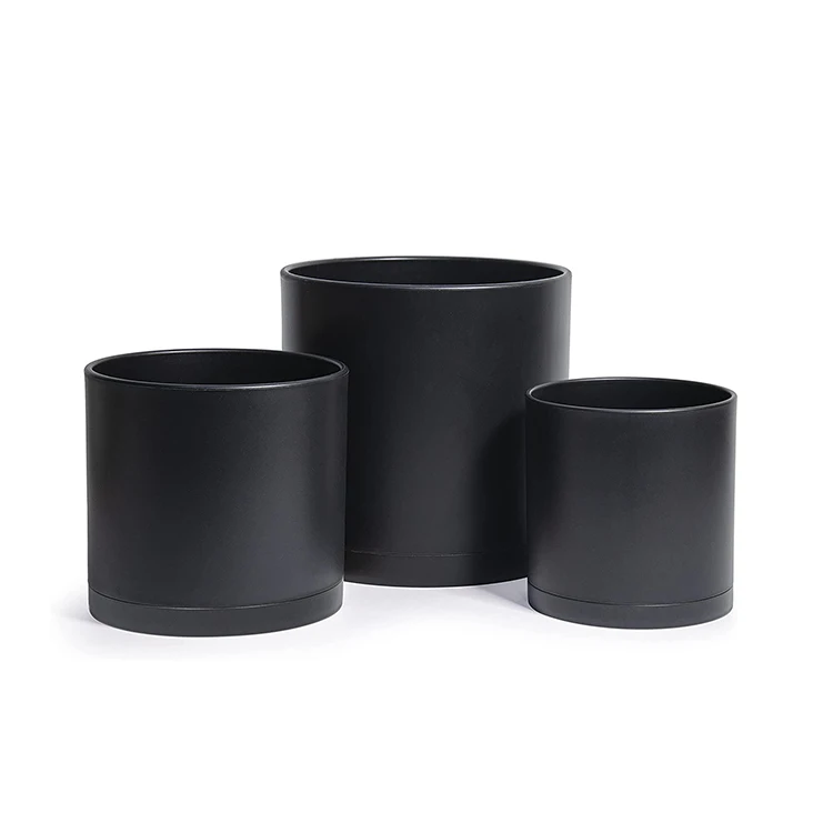 

Wholesale 3 Pcs Set Cylinder Bonsai Flowerpot Planter Ceramic Flower Pots For Indoor Plants, Matt white