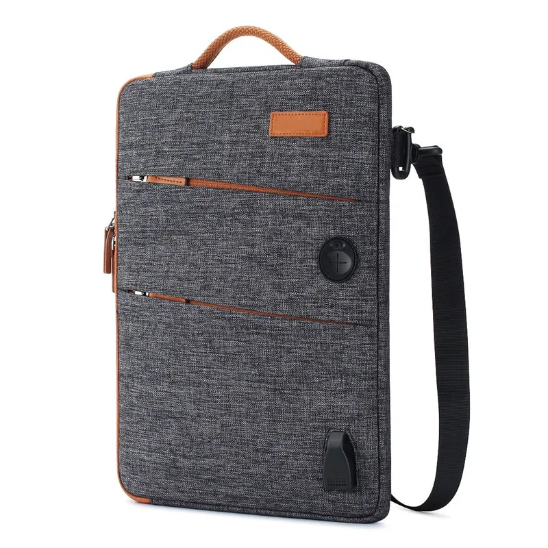

15.6 Inch Waterproof Canvas USB Charging Port Headphone Hole Laptop Bags for MacBook Laptops, Customized