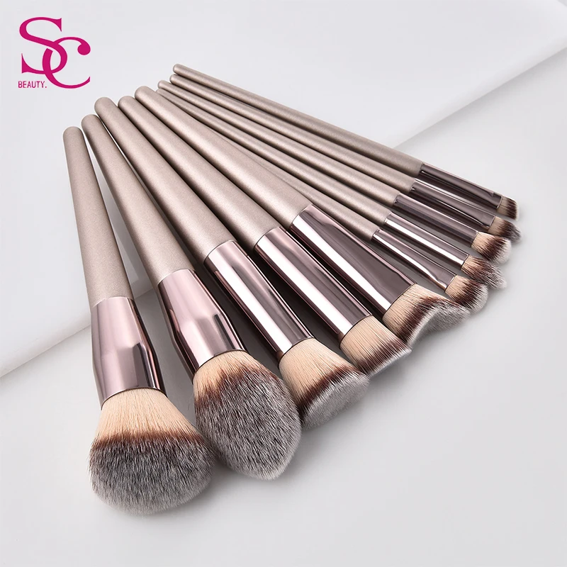 

makeup brush set 4 dual sided makeup brush makeup brushes 15 pc, Champagne gold