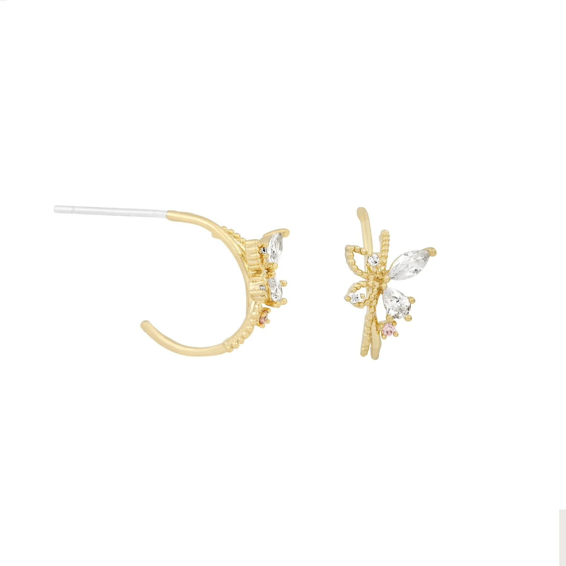

hot selling women gold plated cz butterfly mini hoop earring, Picture