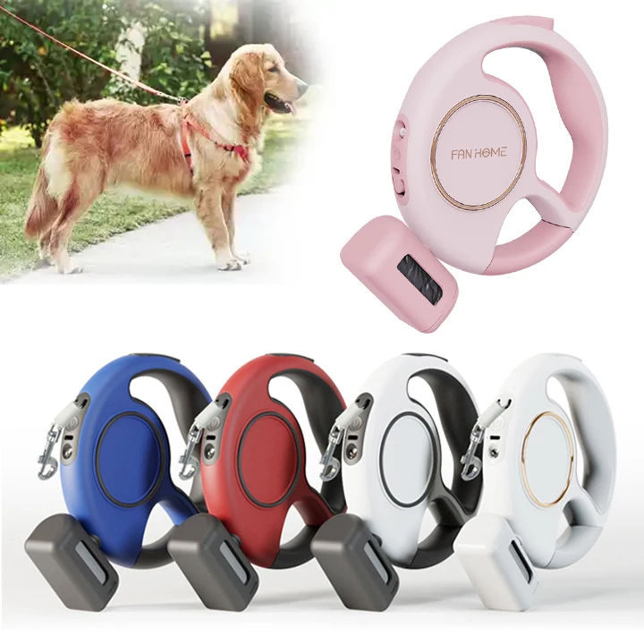 

2024 Custom Logo Retractable Dog Leash Bright LED Flash Light Up Automatic Durable Roulette Dog Leash with Poop Bag Holder