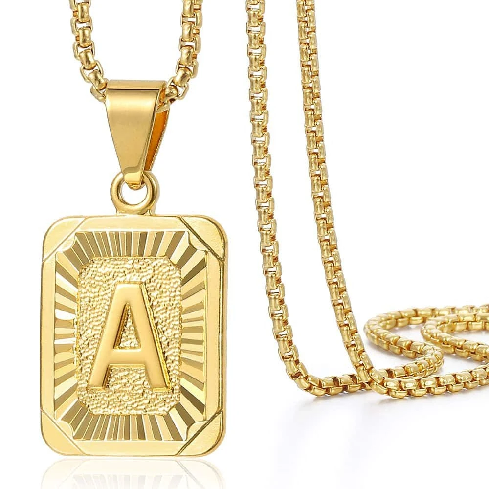 

Silver Gold Initial Letter A-Z Pendant Necklace Alphabet Jewelry Capital Letter Yellow Gold Plated Stainless Steel Necklace, Picture
