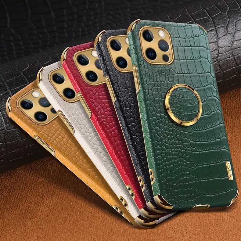 

Leather PU mobile phone case With wrist Strap Back Cover For iphone 12Promax 11 XS XR 8Plus cases Crocodile pattern phone case