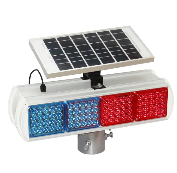 Four sides red and blue solar traffic signal  warning strobe light