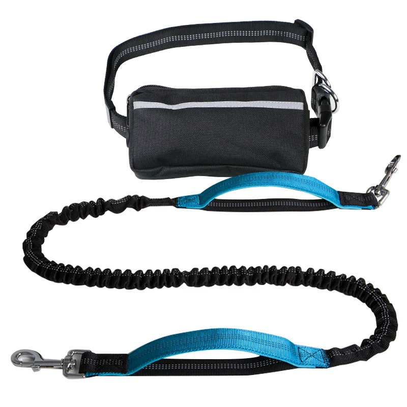 

Blue Nylon Hands Free Dog Leash With Shock Absorbing Bungee Leash Rope For Running Reflective Retractable Dog Leashes, Picture shows
