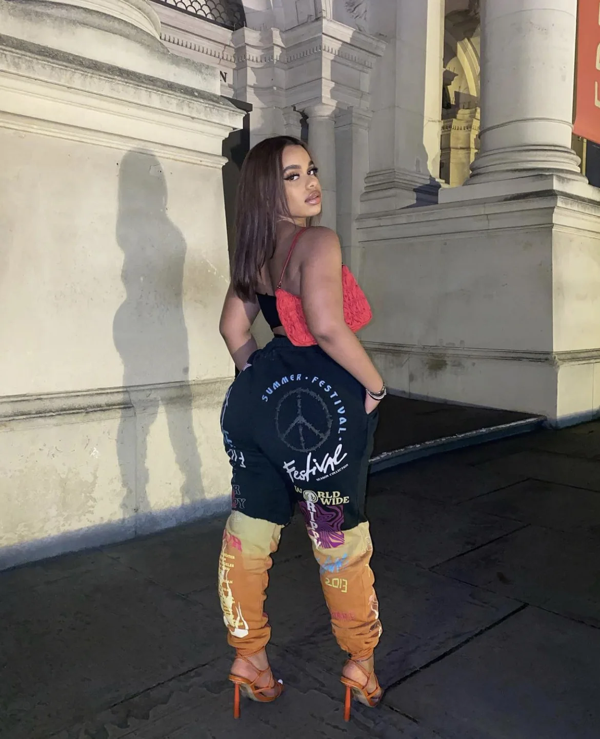 

2021 New Arrivals Chic Design Fashion Graphic Joggers Women High Waist Drawstring Long Pants Streetwear, Shown