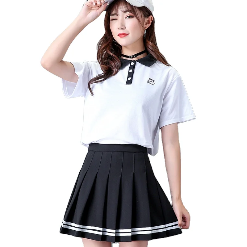 

2020 high waist pleated skirts Kawaii Harajuku Skirts women girls lolita a-line sailor skirt Large Size Preppy school uniform, Customized color
