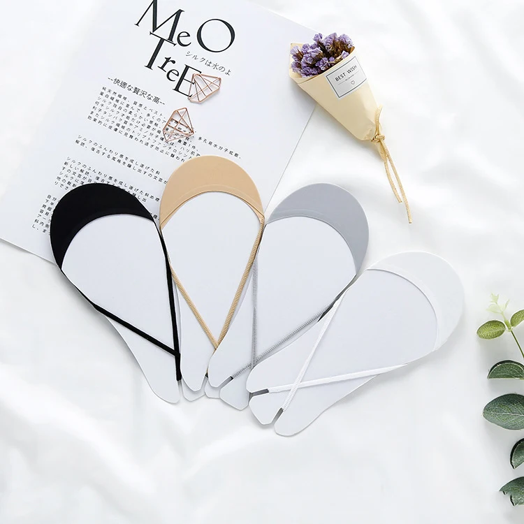 

New spring and summer ice silk sling hollow ultra-low cut pad invisible back straps women socks, 4 colors
