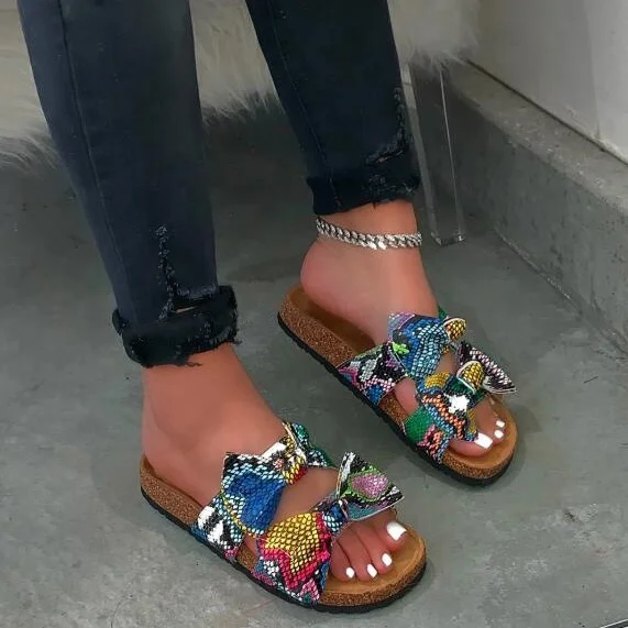 

2020 Women bow sandals shoes new design flat sandalias para mujer