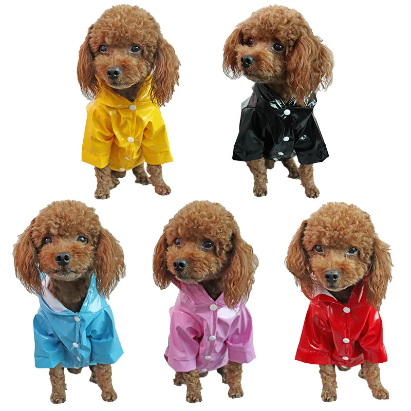 

Amazon Hot Selling Reflective Waterproof Multiple Colors PU Jacket Pet Rain Coat Dog Raincoat, Yellow/blue/black/red/pink