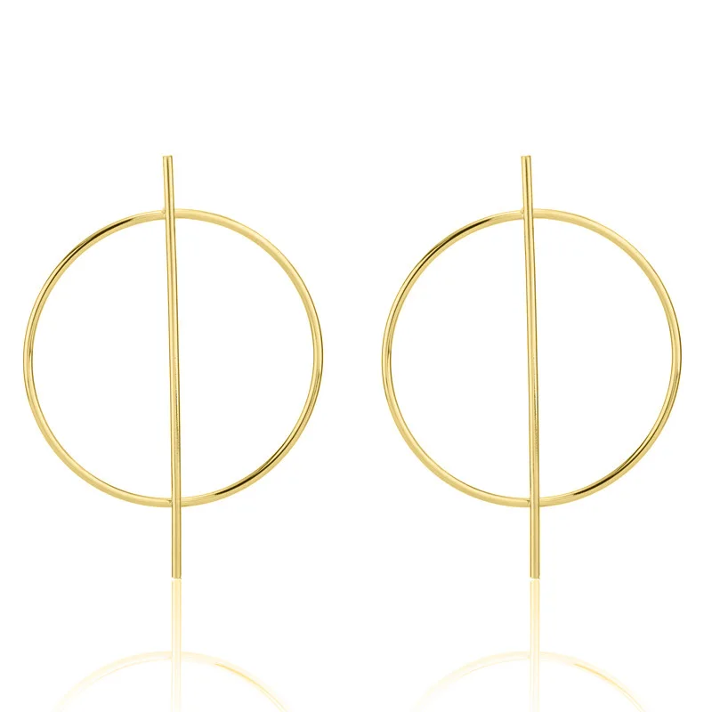 

2020 New Arrival T Stage Show Women Brass Statement Circle Earrings 5cm Big Circle Round Hoop Earrings, Gold/silver