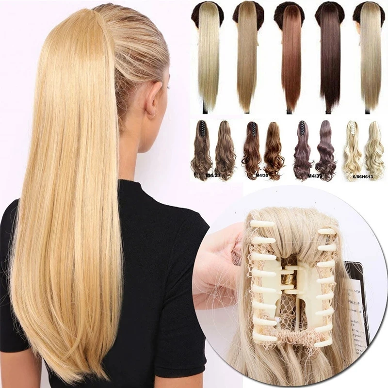 

2022 hot long straight claw Ponytail synthetic Hair Extension woman synthetic Pony Tail Hairpiece