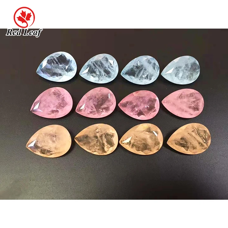 

Redleaf Jewelry wuzhou tourmaline gems pear cut various color inclusion natural crystal tourmaline fusion stone