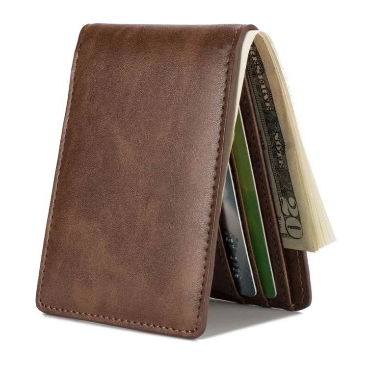 

simple thin retro brown crazy horse leather card holder minimalist card holder wallet