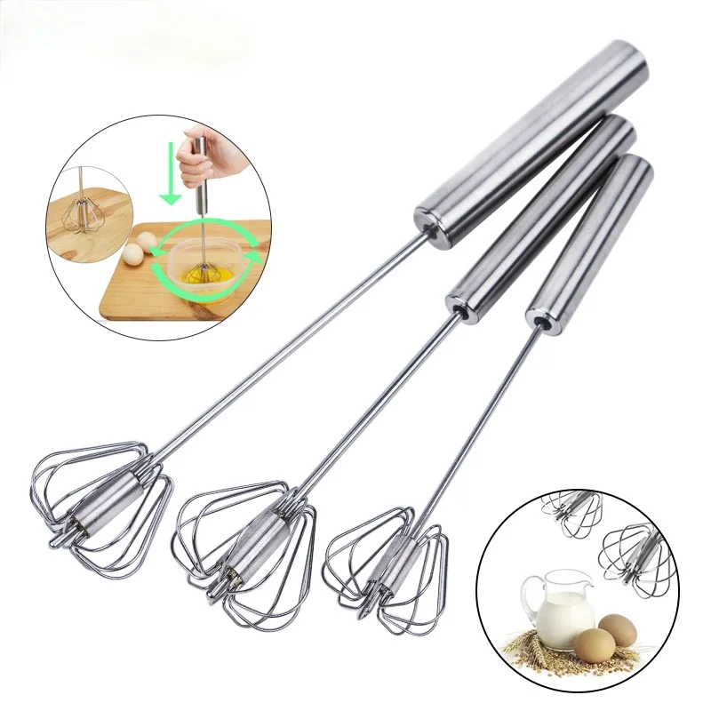 

Semi-automatic Beater Stainless Steel Whisk Self Turning Hand Blender for Cream Coffee Milk Stirring Kitchen Gadget Egg Tools