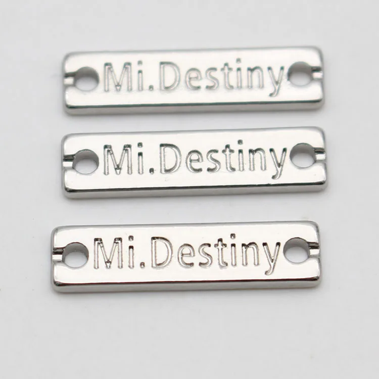 
custom fancy small two hole sewing gold name tag for scarf 