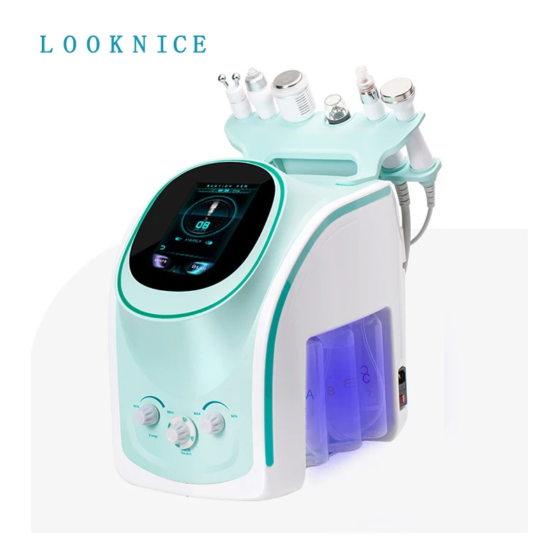 

2021 new arrival 6in1 H2O2 small bubble micro-touch hydracare hydra beauty facial machine with skin moisture tester