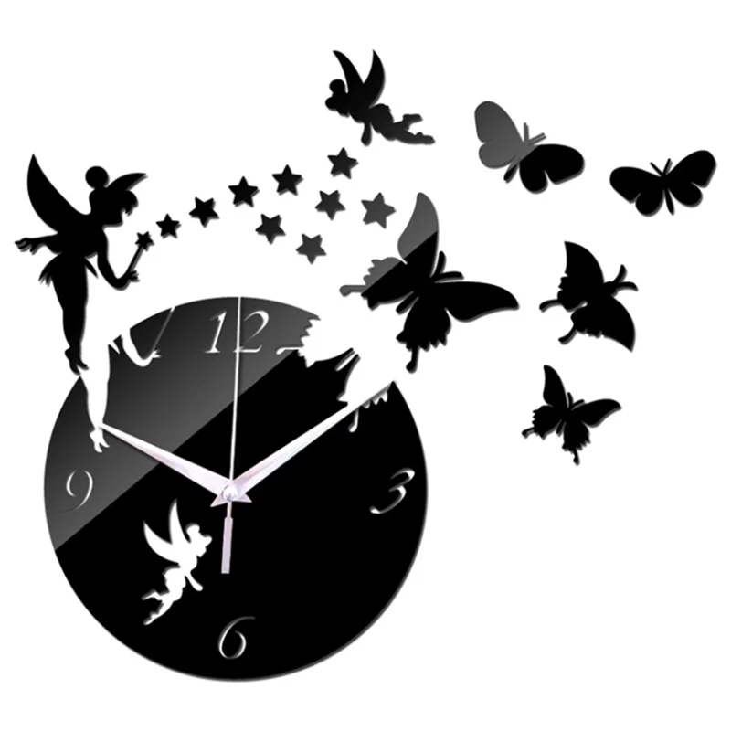 

UCHOME Butterfly Modern Home Decoration Acrylic Wall Clock DIY Sticker Quartz Clocks, Many colors can be choosed