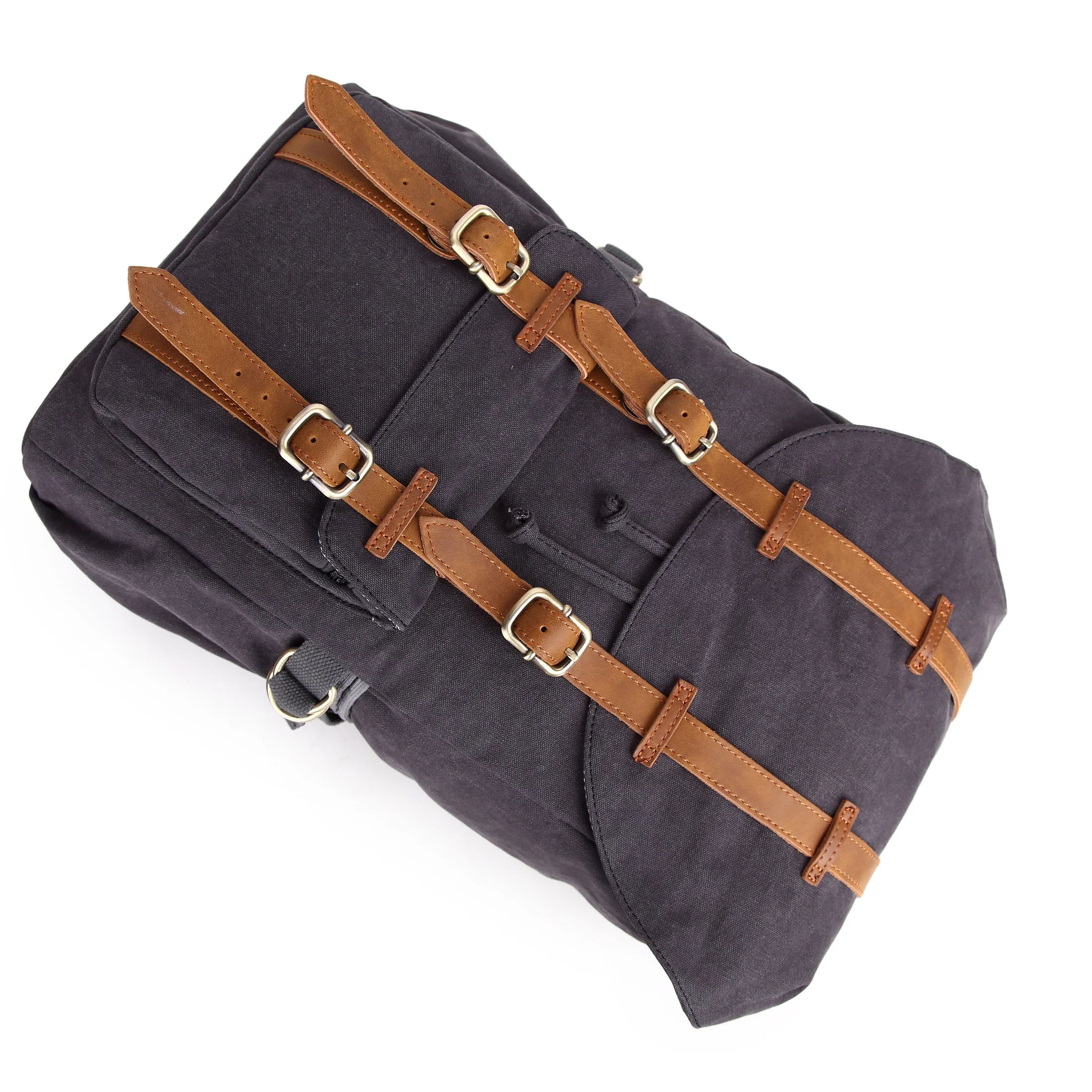 
Outdoor hunting women vintage waterproof canvas leather notebook duffel backpack 