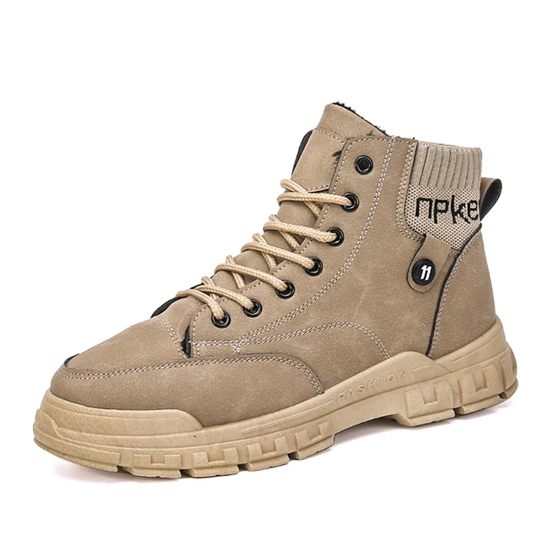 

Winter New High-top Casual Cotton Plus Velvet Warm Snow boots Martin Waterproof Tooling Mens Boots Shoes