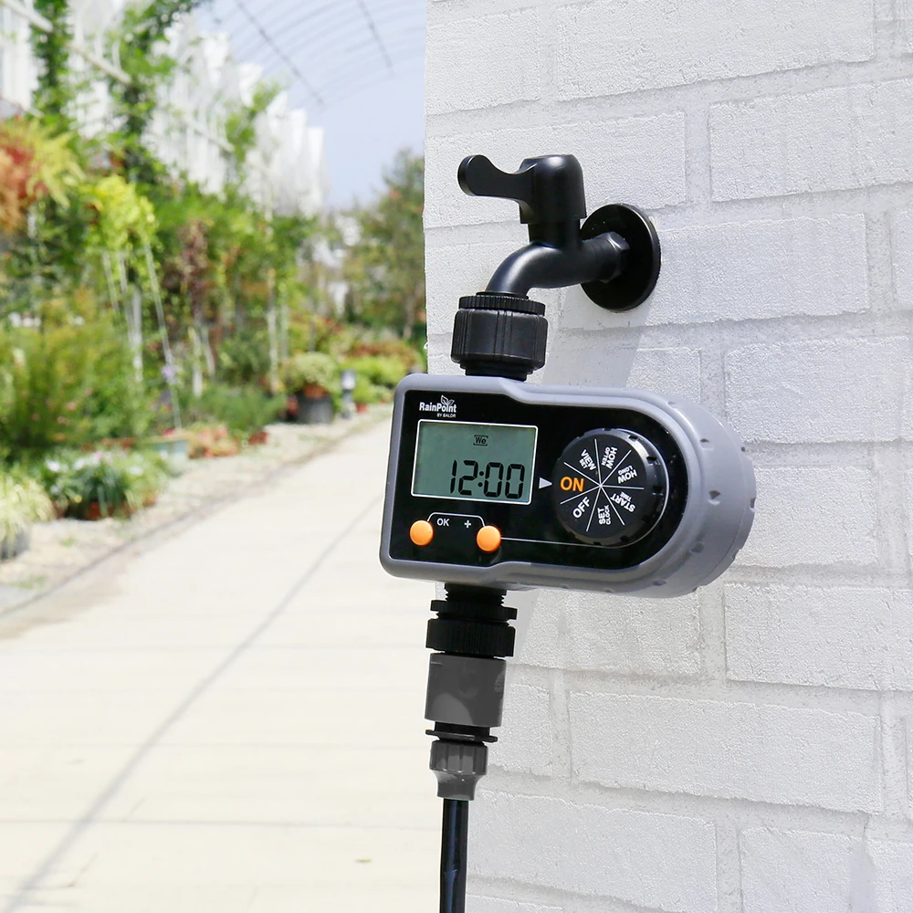 

RainPoint BSP European thread big LCD digital Garden Controller Automatic Water timer for Drip Irrigation Auto Irrigation