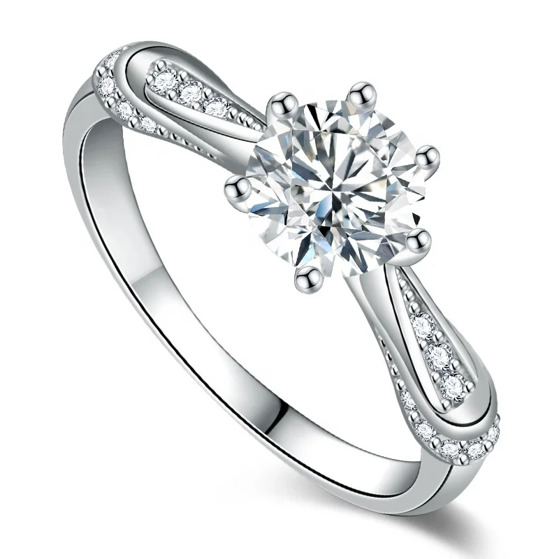 

Simple Fashion Elegant Retro White Gold Imitation Moissanite Ring