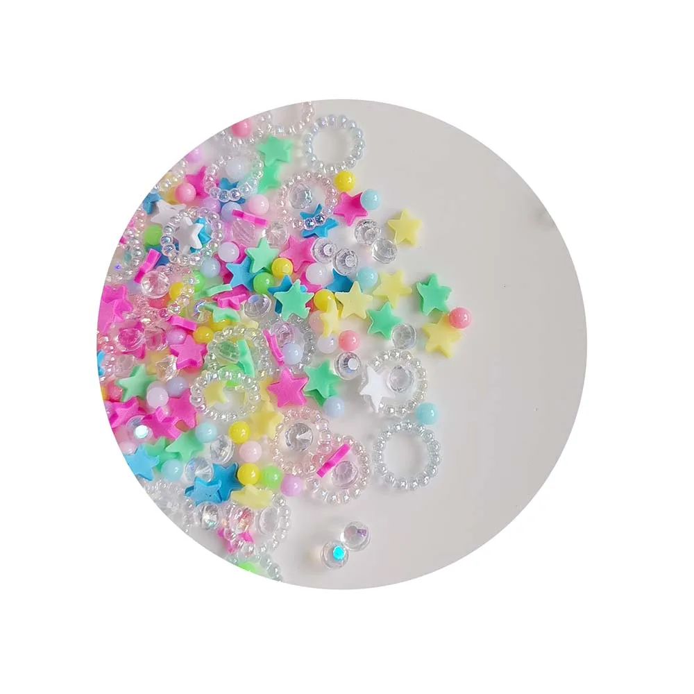 Star Polymer Clay Slices Mixed  Diamond Sprinkles With Pearls for DIY Crafts Slime Filling Accessories