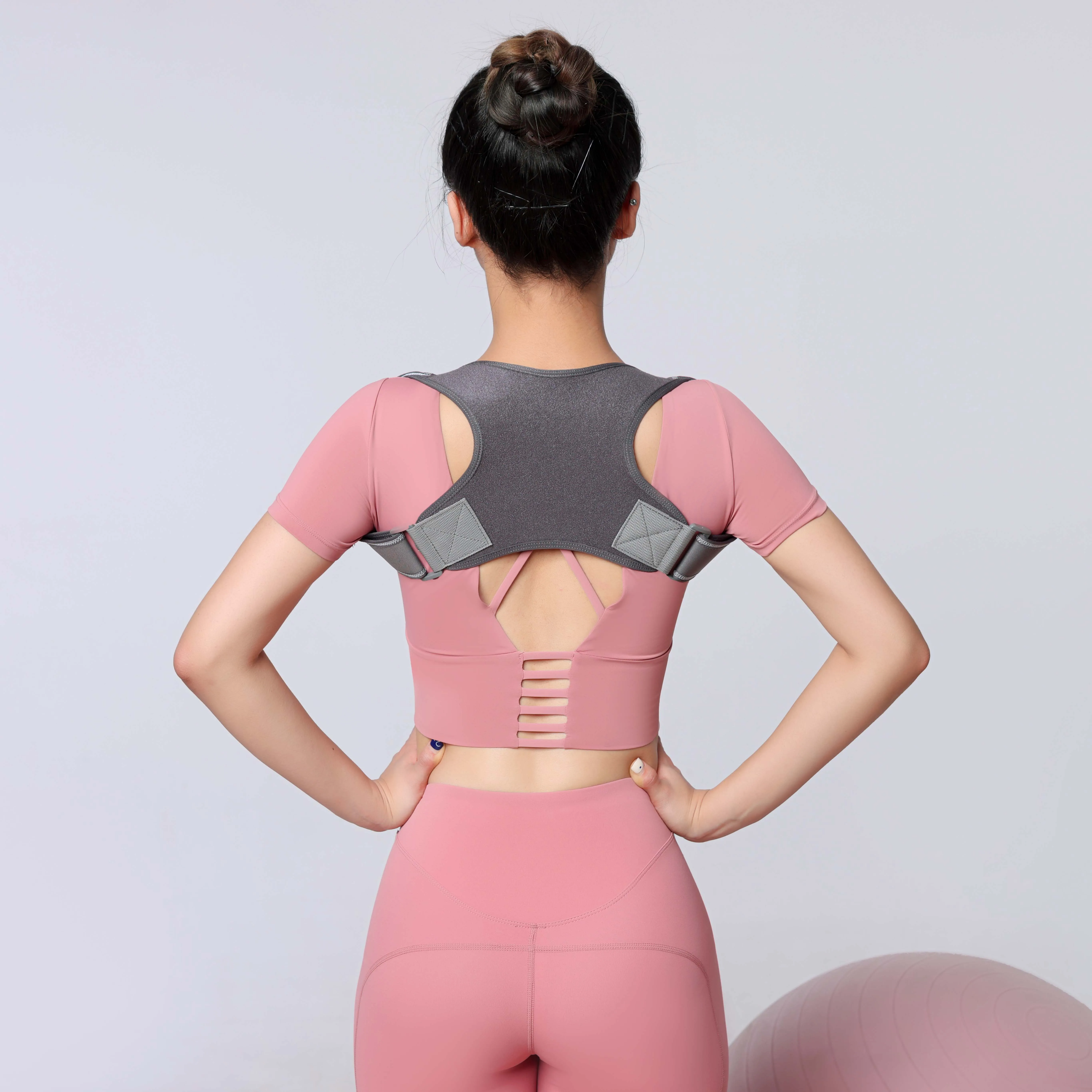 

2021 New products Adjustable shoulder posture corrector back brace in back support posture corrector sale back brace for lower, Black